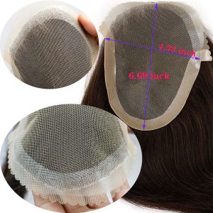 Alternative view of Men's Toupee Hairpieces 100%Virgin Human Hair Replacement System Hair Topper Pieces for Men French Lace Net with PU Base Size 4.33x6.69 inch 1B Black
