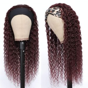 99j Headband Wig Water Wave Human Hair Red Color Headband Wigs for Black Women 10A Brazilian Red Burgundy Headband Wigs - Image 7
