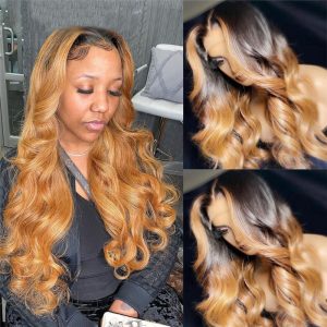 1B 27 Honey Blonde Lace Front Wigs For Women Body Wave Brazilian Remy Hair Highlight Wig Ombre Human Hair Wig Pre Plucked 150% - Image 4