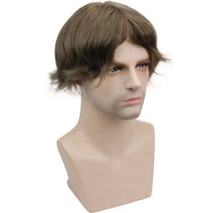 Pwigs Hairpiece Full French Lace Mens Toupee Bleached Knots Men Toupee Human Hair Wig Indian Remy Hair System Breathable 8x10 Toupee 18# Color - Image 13