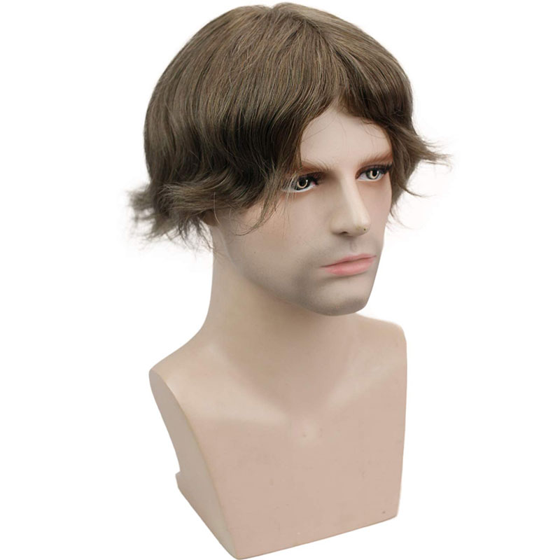 Pwigs Hairpiece Full French Lace Mens Toupee Bleached Knots Men Toupee Human Hair Wig Indian Remy Hair System Breathable 8x10 Toupee 18# Color - Image 13