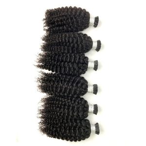 Natural Raw Hair Extensions Without Tangle Kinky Curly Curls Hair Wig Black Virgin Vendor Human Hair I Tip - Image 5