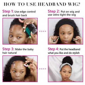 Headband Wig Human Hair Water Wave Headband Wigs Brazilian Virgin Hair Wet and Wavy Headband Wig Curly Human Hair Wigs for Black Women None Lace Front - Image 4