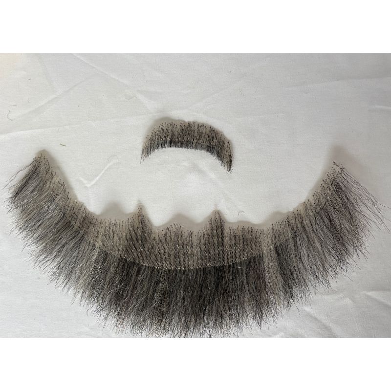 Fake Beard Swiss Lace Fake Beard And Moustache Real Human Hair Handmade Light Beard For Men Invisible Beards For Man Grey Color - Image 4