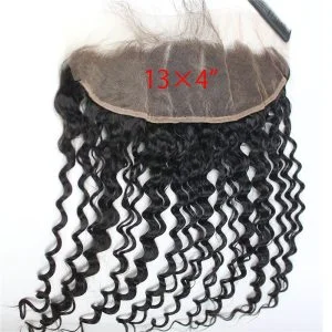 Alternative view of Lace Frontal Closure 13x4 Soft Curl Wave Free Part Ear to Ear Brazilian Human Hair Frontal Closure with Baby Hair Bleached Knots Natural Color
