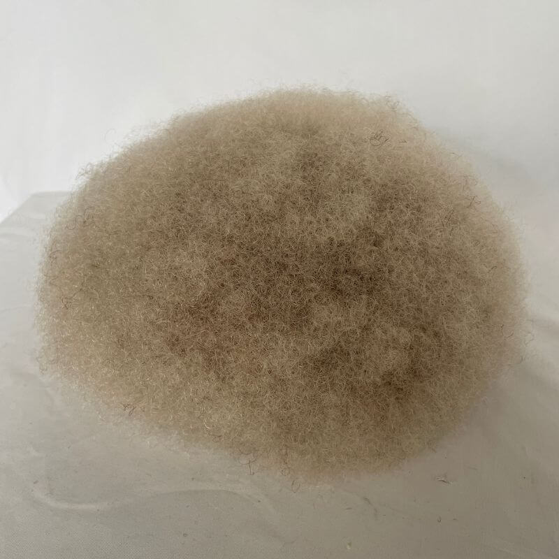 Men Toupee Human Hair Afro Curly Ombre #60 White Color Toupee for Men 8x10 inch Afro Curl Toupee for Black Men Full French Lace Hair System 360 Weave Men Toupee Hair System - Image 26
