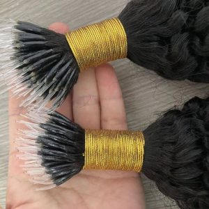 Kinky Curly Nano  Human Hair Extensions Hair Plastic Tip Keratin Nano Hair Extensions Brazilian Virgin Hair  Extensions Nano Human Hair Extensions - Image 4