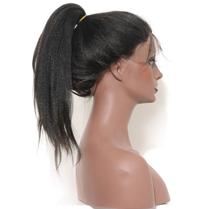 Yaki Lace Front Wigs Brazilian Human Hair Natural Color Unprocessed 150% Density wigs No Shedding Pre-Plucked Natural Hair Line Bleached Knots - Image 5
