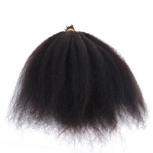 Kinky Straight I Tip Microlinks 100% Human Virgin Hair Weave Bundles Hair Extensions Pwigs - Image 2