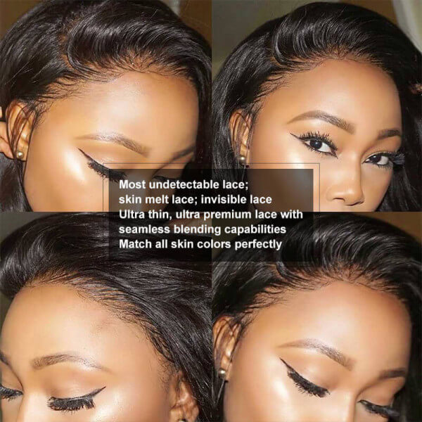 HD Transparent Lace Bleach Knots Glueless Yaki Kinky Straight Human Hair Lace Front Wigs Peruvian Pre Plucked 13x4 Lace Front Wigs For Black Women Glueless Remy Hair - Image 7