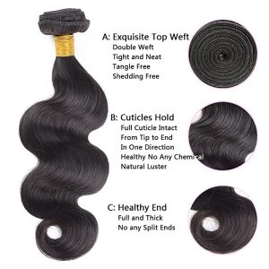Alternative view of Body Wave 3 Bundles With Lace Closure Free Part 4×4 Closure Unprocessed Remy Human Hair Extensions Natural Color