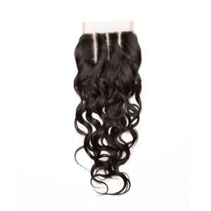 4x4 HD Transparent Lace Closure Burmese Remy Human Hair Wet Water Wave Three Part Lace Closure Piece 4x4 inchs Natural Color