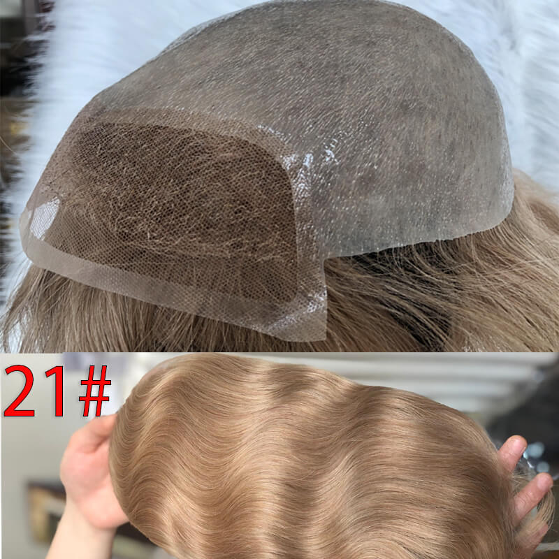 Hairpieces Replacement System For Men Swiss Lace Net With Half Pu Around Hair 100% European Remy Human Hair 10x8 - Image 33