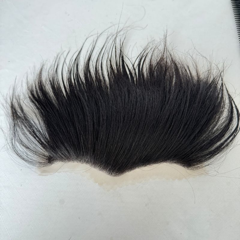 Lace Frontal Toupee 100% Human Hair Hairline r Full French Lace Hairline for Men and Women Male Replacement 1B Natural Black Hair Patch - Image 10