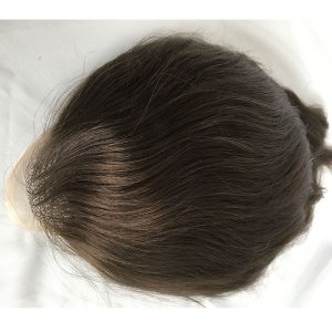 Pwigs 100% European Virgin Human Hair Toupee for Men with Soft Thin Super Mono Lace 10" x 8" Straight hair pieces 4 Brown Color - Image 3
