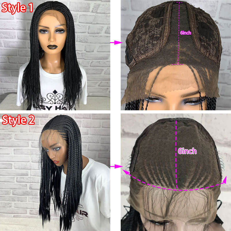 Goddess Box Braids Crochet Hair Bohomian Crochet Box Braids Curly Ends 13X3 Synthetic Lace Front Wigs For Women - Image 6