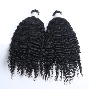 Alternative view of 3B 3C Kinky Curly I Tip Microlinks Human Hair Extensions Brazilian Virgin Hair Weave Bundles I Tip Hair Extensions Pwigs
