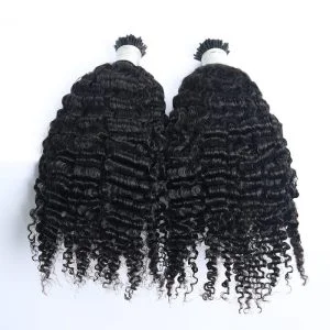 Alternative view of 3B 3C Kinky Curly I Tip Microlinks Human Hair Extensions Brazilian Virgin Hair Weave Bundles I Tip Hair Extensions Pwigs