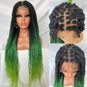 9x6 Lace Ombre Wigs 36 Inch double Lace Front Box Braided Wigs Knotless Lace Frontal Wig Synthetic Black Hand Braided Cornrow Braids Wigs With Baby Hair - Image 19