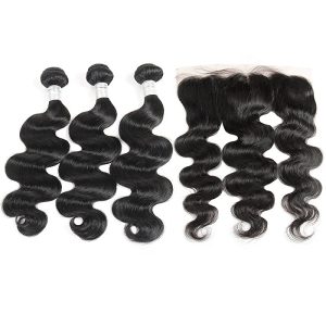 Body Wave 3 Bundles With Lace Frontal(13X4) 8A Unprocessed Human Hair bundles with ear to ear Lace closure Natural Color - Image 5