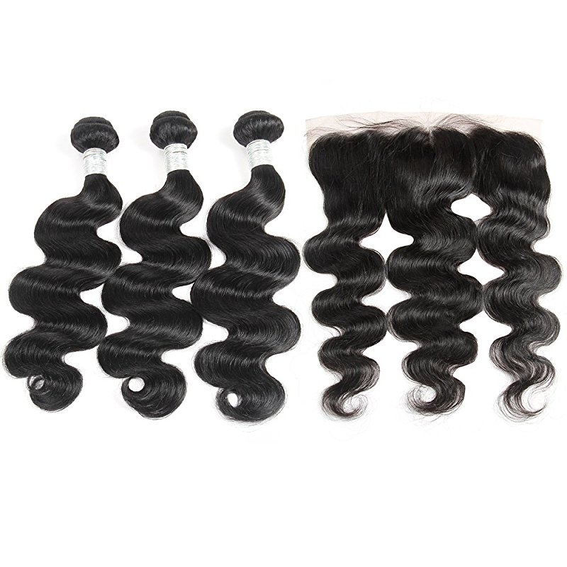 Body Wave 3 Bundles With Lace Frontal(13X4) 8A Unprocessed Human Hair bundles with ear to ear Lace closure Natural Color - Image 5