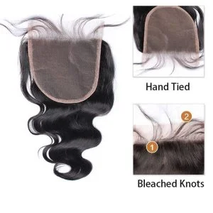 Alternative view of Transparent HD Swiss Thinner lace Unprocessed Brazilian Hair Closure Body Wave 5X5 Lace Closures With Baby Hair Around Natural Color