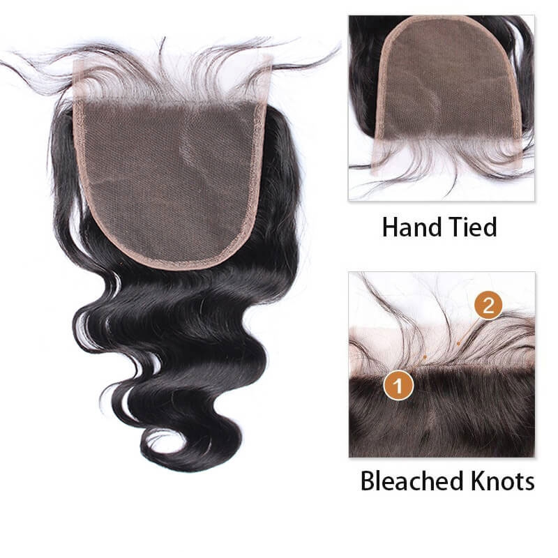 Transparent HD Swiss Thinner lace Unprocessed Brazilian Hair Closure Body Wave 5X5 Lace Closures With Baby Hair Around Natural Color - Image 2