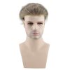 Men's Wig Human Hair Hairpiece Toupee Super Thin Skin Hair Replacement (#7 Light Ash Brown)