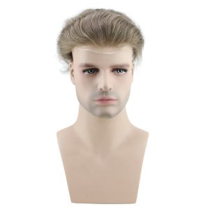 Men's Wig Human Hair Hairpiece Toupee Super Thin Skin Hair Replacement (#7 Light Ash Brown)