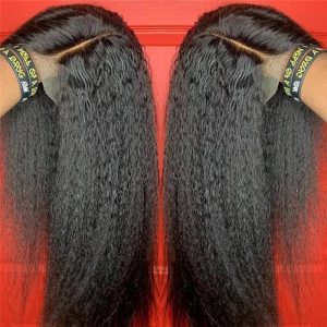 Kinky Straight Human Hair Wigs HD Swiss Transparent Lace Front Human Hair Wigs Peruvian Pre Plucked 13x4 Lace Front Wigs For Black Women Glueless Remy - Image 3