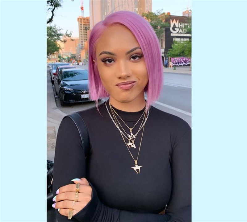 Peruvian Human Fairy Purple Straight Style Lace Front Wig