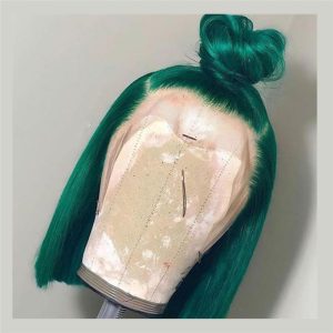 Human Peruvian Hair Lace Front Light Emerald Green Bob Wigs