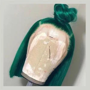 Human Peruvian Hair Lace Front Light Emerald Green Bob Wigs