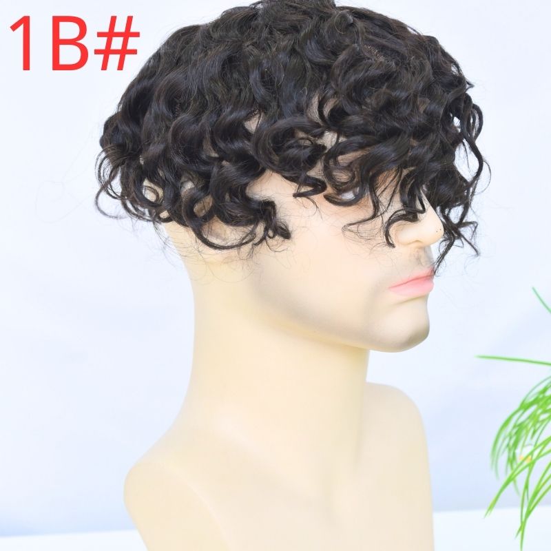 ?Swiss Full Lace Men’s Toupee European Human Hair Replacement System for Men Hairpiece ?Loose Curly #1B Black Color 10x8 inch ? - Image 14