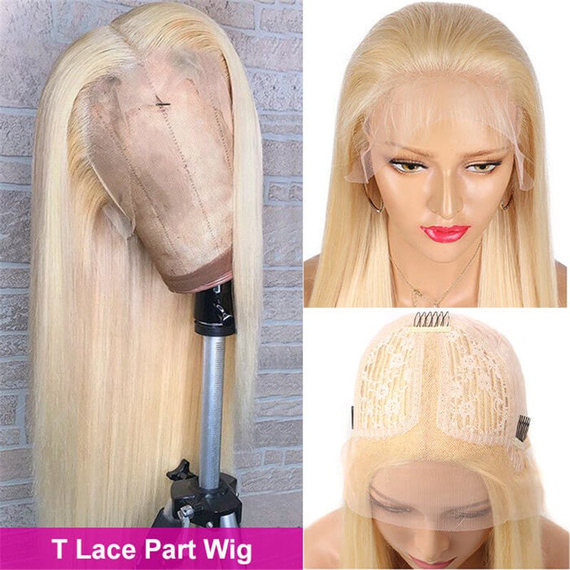613 Honey Blonde 13X4 Lace Front Wig T Part Lace Wig Straight Human Hair Transparent Lace Frontal Wig For Black Women - Image 3