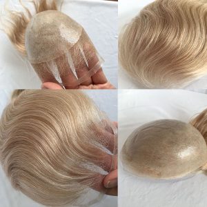 Toupee for Men Human Hair Men's Thin Skin Hair system with French Lace Hair Line Front 8x10 Inches Men Wigs Touppe For Black Men 22# color - Image 5