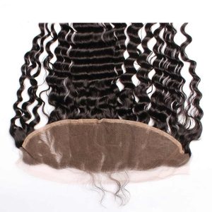Alternative view of HD 13X4 Lace Frontal Deep Wave Brazalian Remy Hair Ear To Ear Lace Frontal Closure  Natural Color