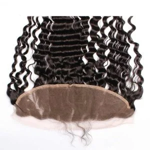 Alternative view of HD 13X4 Lace Frontal Deep Wave Brazalian Remy Hair Ear To Ear Lace Frontal Closure  Natural Color