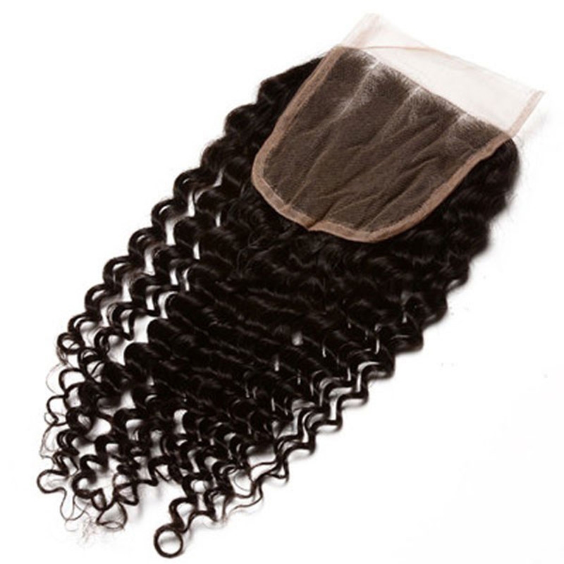 Lace Closure Sew In Weave Kinky Curly Brazilian Remy Hair Lace Closures 4x4inches Natural Color - Image 5
