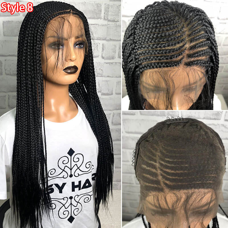 24 Inches 99J Red Wig Synthetic Braids Wigs 13X6 Lace Front Wig Middle Part Wig Parted Loc Braided Wigs With Curly Ends For Women - Image 11