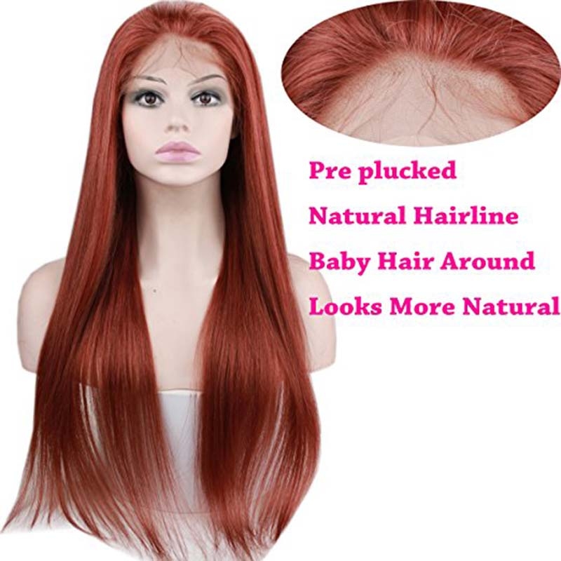 Brazilian Hair Straight Human Hair Pre Plucked Lace Wigs #35 Color With Baby Hair For Black Women - Image 2