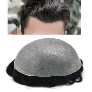 PU V-loop Super Thin Skin Hairpiece Ultra Thin Skin Mens Toupee Invisible Men Hair Replacement Poly Disposable Hairpiece Natural Hairline