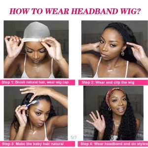 Headband Wigs For Black Women Water Wave Headband Wig Human Hair Band Wig Glueless None Lace Front Wigs Machine Made Easy Wear Wigs - Image 5