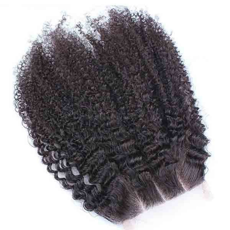 HD Lace Closure Brazalian Remy Hair Afro Kinky Curly Free Part Lace Closure 4x4 inchc Natural Color - Image 2