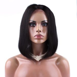 Alternative view of Short Black Bob Human Hair Straight Brazilian Remy Lace Front Wig 180% Density Hair Wigs Natural Baby Hair For Sale