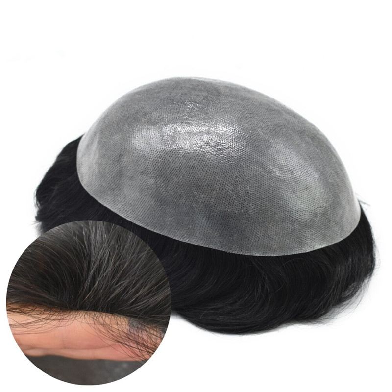 Stock Toupee Men’s Toupee Soft Thin Skin 0.06mm PU 10x8inch Hair Replacement for Men's Hairpiece 100% European Human Hair Pieces for Man