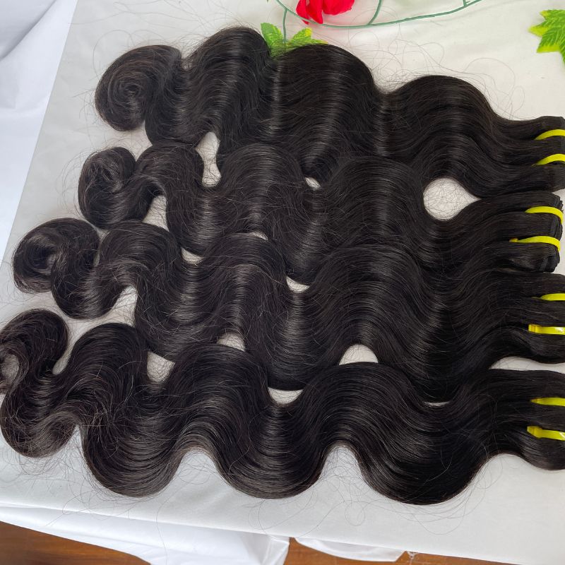 Pwigs Body Wave 12A Top Grade Raw Double Drawn Cambodian Virgin Human Hair Bundles Sew in Extensions Natural Black Double Weft 100% Natural Cuticle Aligned Unprocessed Hair - Image 2