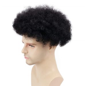 Human Hair Afro Curly Mens Toupee Hairpiece Wig Mono Base with Hard PU Reforced Color #1B Black 8x10 Men's Toupee Kinky Curly - Image 36
