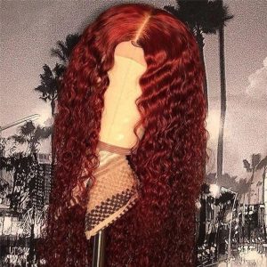 28 Inch Long Ombre Color Curly Wig 1B 27 Honey Blonde Lace Front Human Hair Wigs For Women Burgundy 99J Red Wig 150% 250% - Image 2