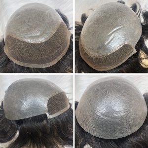 Toupee for Men 100% Human Hair Swiss Lace Front Hair Pieces PU V-looped Men's Hair Replacement System 1B Mixed 80% Grey Hair - Image 25